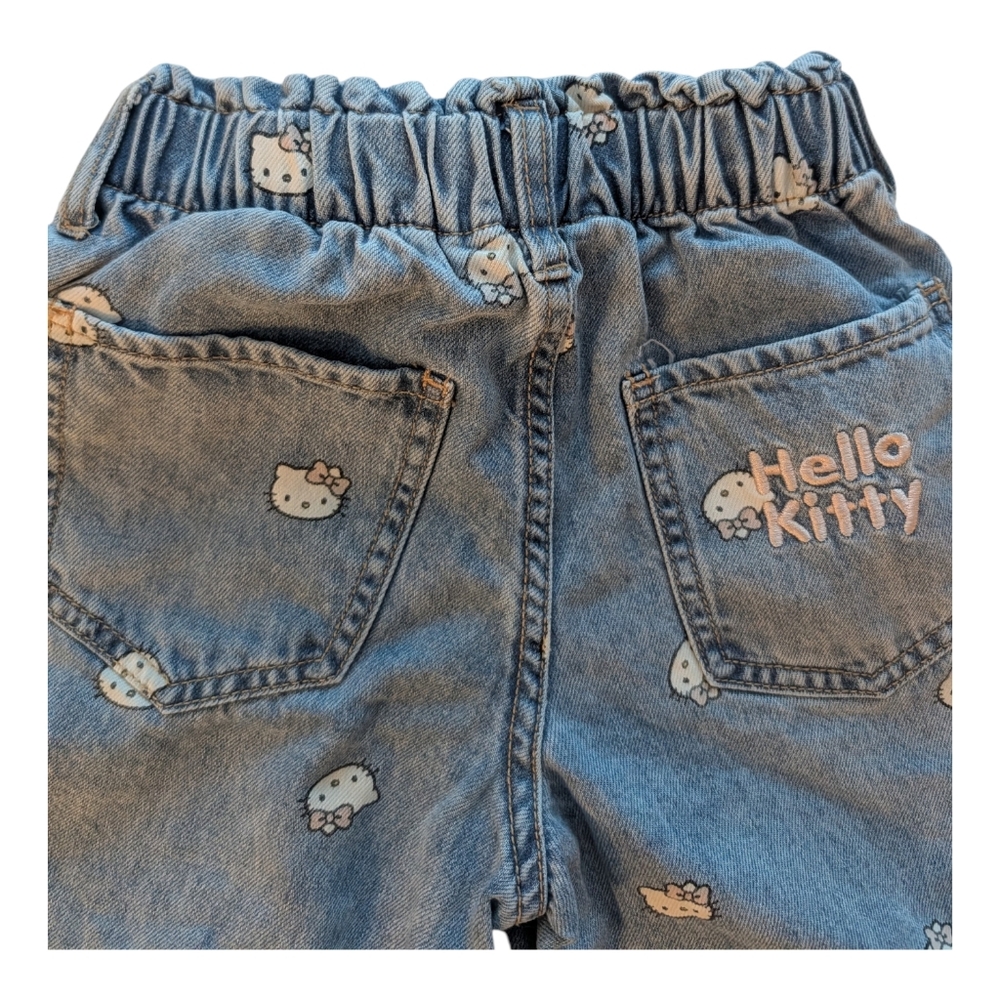 H&M Girls Blue Denim Hello Kitty Print Pants Cotton Size 6x - Picture 6 of 11